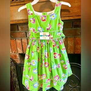Girls Green Floral Dress Size 6